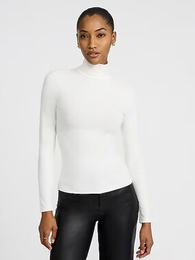 Express Elegant Cream Mock Turtleneck Lightweight Top Neutral Basic Chic New